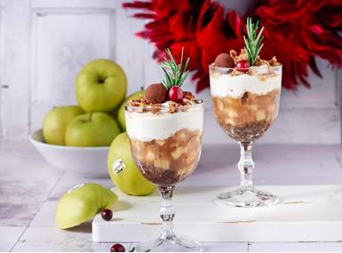 Baked apple tiramisu served in a glass