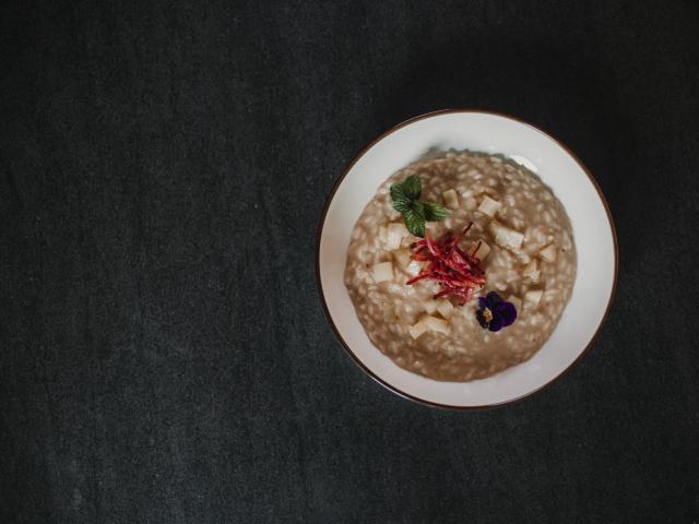 Risotto alle castagne con speck e mela dell'Alto Adige